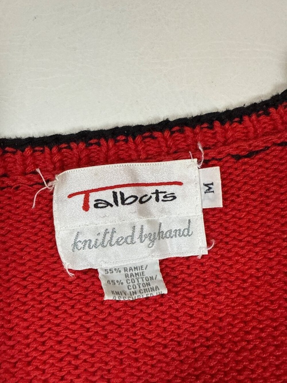 Talbots vintage medium Hand-Knitted Red Ugly Christmas Sweater (W769) - Picture 5 of 8